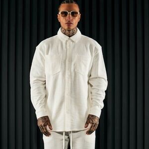DEAN White Textured Long Sleeve Shirt